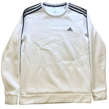 Load image into Gallery viewer, Adidas Sweatshirt Mens Medium White Black Pullover Athleisure Preppy Crew Neck
