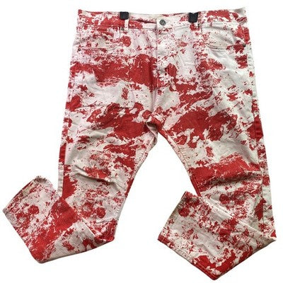 FWDR Denim Jeans Mens 44x32 Red Splatter Hip Hop Skater Streetwear Festival