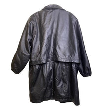 Load image into Gallery viewer, Vintage Venezia Vitale Leather Trench Coat Womens 3XL Full Zip Draw String Black
