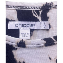 Load image into Gallery viewer, Chico's Shirt Womens Medium Black White Bloomcore Pima Cotton Mature Buttons
