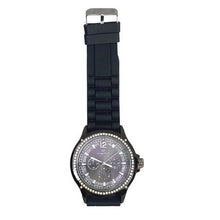 Load image into Gallery viewer, Techno KING Watch Black Chronograph Rhinestone Bezel Silicone Strap

