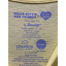 Load image into Gallery viewer, Hello Kitty x Care Bears Shirt Womens Large Collab Rainbow Balloons Yellow
