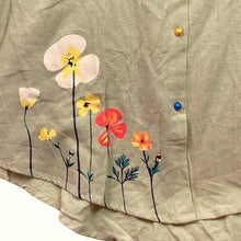 Load image into Gallery viewer, Art To Wear Shirt Womens 3XL Lime Green Artsy Floral Rainbow Button Down Mature
