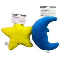 Load image into Gallery viewer, Lot of 2 Dog Toys Moon Star Plush Squeaker 9" New Metro Pawlin Pet
