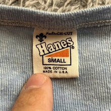 Load image into Gallery viewer, Vintage 80s Bermuda Shirt Girls Small Light Blue Spell Out Rainbow Single Stitch
