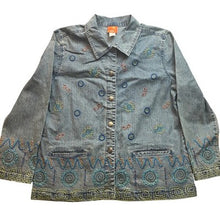 Load image into Gallery viewer, Hearts of Palm Shirt Womens 14 Embroidered Beaded Festival Boho Mature Career
