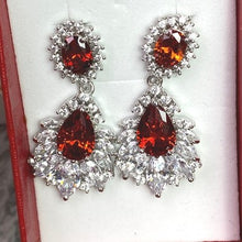 Load image into Gallery viewer, Orange Red Marquise Crystal Pendant Necklace Earrings Ring Jewelry Set Gift Box
