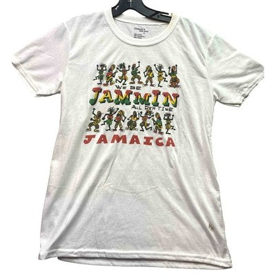 Jamaica Shirt Womens Small White Jammin Reggae Costal Beachy Travel Streetwear