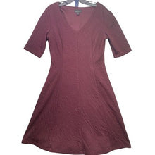 Load image into Gallery viewer, Connected Apparel Dress Womens 6 Burgundy Lace Textured V-Neck Fit and Flare
