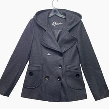 Load image into Gallery viewer, GUESS Jacket Womens Medium Hooded Double Breasted Wool Blend Pea Coat Preppy
