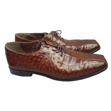 Load image into Gallery viewer, Stacy Adams Shoes Mens 13M Brown Leather Ostrich Embossed Square Toe Oxford
