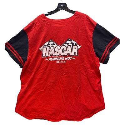 NASCAR Shirt Womens 26/28 4XL Button Front Racing Spell Out Running Hot Red