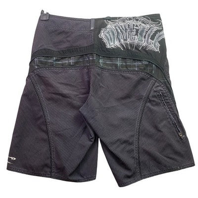 O'Neill Shorts Mens Large Pinstripe Board Drawstring Pocket Surf Spell Out