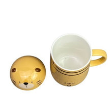 Load image into Gallery viewer, Ceramic Tiger Mug w/ Lid Soup Cup Hot Liqiud
