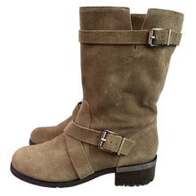 Load image into Gallery viewer, Vince Camuto Boots Womans 8M Taupe Leather Suede Zip Outdoors Preppy Academia
