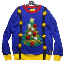 Load image into Gallery viewer, Tipsy Elves Sweater Mens Extra Large Ugly Christmas 3D Tree Suspenders Festival
