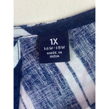 Load image into Gallery viewer, Lands End Dress Womens 1XL Linen Nautical Costal Beachy Sleeveless Stripes
