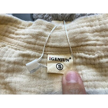 Load image into Gallery viewer, Gauzy Shirt Womens Small Beige Button Down Costal Beachy Swimsuit Cover-up NWT
