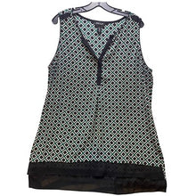 Load image into Gallery viewer, White House Black Market Blouse Extra Large Geometric Black &amp; Green Old Money
