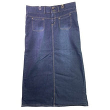 Load image into Gallery viewer, TOUGH CLUB Skirt Womens 13 Denim Maxi Teachercore Embroidered Y2K Distressed
