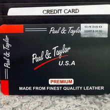 Load image into Gallery viewer, Paul Taylor Wallet Genuine Leather Slim Card Holder Black Hand Crafted Magnetic
