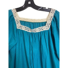 Load image into Gallery viewer, Vintage Val Mode Night Gown Dress Womens Small Teal Lace Maxi 47" Long
