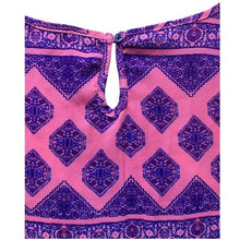 Load image into Gallery viewer, Pink Rose Blouse Womens 1X Pink Purple Diamond Print Short Sleeve Mature AOP
