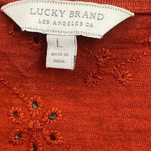 Load image into Gallery viewer, Lucky Brand Shirt Womens Large Eyelet Floral Wrap Sleeveless Boho Hippy Festival

