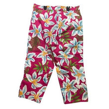 Load image into Gallery viewer, Billblass Pants Womens 14 Bloomcore AOP Capri Cropped Beachy Coastal Mature
