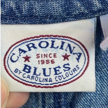 Load image into Gallery viewer, Carolina Blues Dress Womens 14 Denim Embroidered Patchwork Teachercore 45&quot; Long
