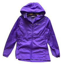 Load image into Gallery viewer, Columbia Jacket Girls Large Rain Lightweight Hooded Purple Windbreaker Coat
