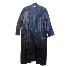 Load image into Gallery viewer, Vintage Paris Sport Club Trench Coat Womens Medium Black Leather Lined 90's 46"
