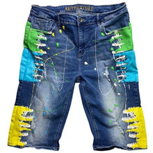 Load image into Gallery viewer, Rutherford Shorts Mens 36 Distressed Thrashed AOP Slim Streetwear Skater Grunge
