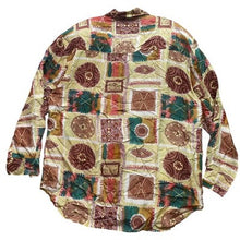 Load image into Gallery viewer, Vintage Two Twenty Shirt Womens Large Silk Patchwork Aztec Festival Career
