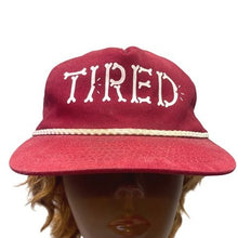 Load image into Gallery viewer, Tired Hat Red Adjustable Spell Out Skeleton Bones OSFA
