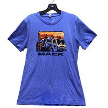 Load image into Gallery viewer, Mack Shirt Womens Medium Heathered Trucker Rugged Workwear Graphic USA Blue
