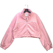 Load image into Gallery viewer, Fashion Nova Jacket Womens 1XL Pink Full Zip Piping Cropped Streetwear NWT
