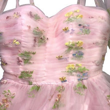 Load image into Gallery viewer, Pink Tulle Dress Womens 12 Fairycore Embroidered Corset Gothcore Streetwear
