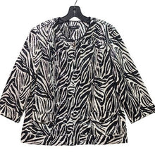 Load image into Gallery viewer, Elementz Shacket Womens Extra Large Zebra Shiny Full Zip Career Mature Old Money
