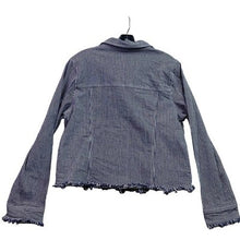 Load image into Gallery viewer, Cupcakes and Cashmere Jacket Womens Large Striped Denim Button Frayed Grunge
