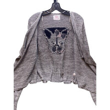 Load image into Gallery viewer, Justice Sweater Womens 16 Metallic Open Front Waterfall Cardigan Gray Frenchie

