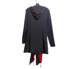 Load image into Gallery viewer, Hooded Cloak Womens Large Red Black Grommets Lace Up Gothcore Gothic Shirtdress
