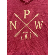 Load image into Gallery viewer, Oregon Shirt Womens Large PNW Pacific Northwest Heathered Red Casual V Neck
