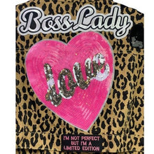 Load image into Gallery viewer, Ugly Diva Jacket Womens Extra Large Cropped Leopard Patches Denim Streetwear
