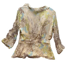 Load image into Gallery viewer, Bob Mackie Shirt Womens 10 Silk Ruffle Blouse Floral Art to Wear Bloomcore
