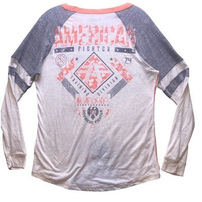 American Fighter Shirt Womens Extra Large MMA Fighting Spell Out Long Sleeve
