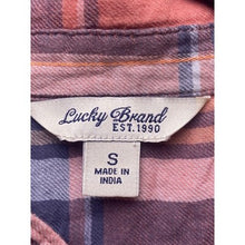 Load image into Gallery viewer, Lucky Brand Shirt Womens Small Plaid Button Down Peachy Orange Oversized
