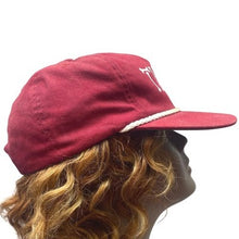 Load image into Gallery viewer, Tired Hat Red Adjustable Spell Out Skeleton Bones OSFA
