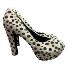 Load image into Gallery viewer, Dalmation Print Platform Stiletto Heels Womens 9M Hair Spots
