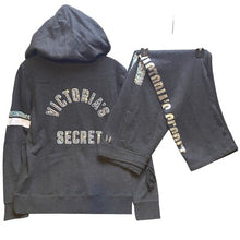 Load image into Gallery viewer, Victoria's Secret Hoodie Jogger Set Bling Spell Out Sequins Athleisure Gray
